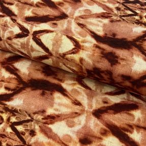 Viskoza z lanom Shibori TIE DYE brown digital print