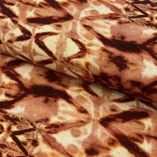Viskoza z lanom Shibori TIE DYE brown digital print
