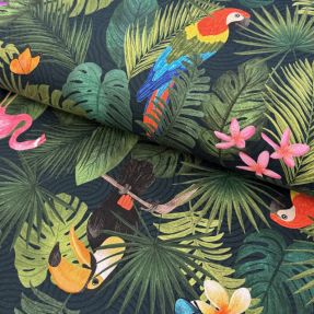 Dekoračná látka premium Tropical jungle bird digital print
