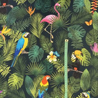 Dekorativna tkanina premium Tropical jungle bird digital print