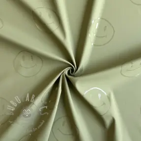 Blago za dežni plašč Happy faces army green