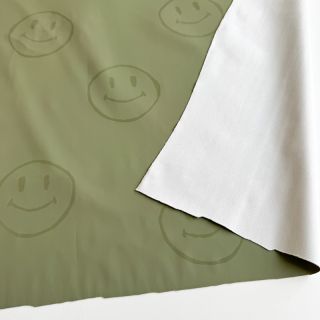 Blago za dežni plašč Happy faces army green