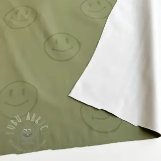 Blago za dežni plašč Happy faces army green