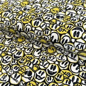 Pletenina Pulling faces yellow digital print