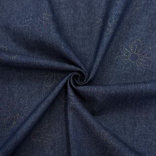 Bombažna tkanina JEANS FOIL Flowers