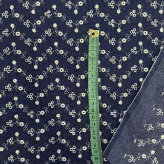 Bombažna tkanina JEANS Embroidery dark blue