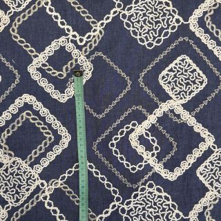 Bombažna tkanina JEANS EMBROIDERY Square dark blue