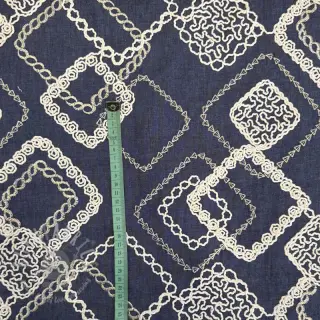 Bombažna tkanina JEANS EMBROIDERY Square dark blue