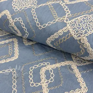Bombažna tkanina JEANS EMBROIDERY Square light blue