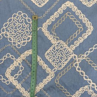 Bombažna tkanina JEANS EMBROIDERY Square light blue