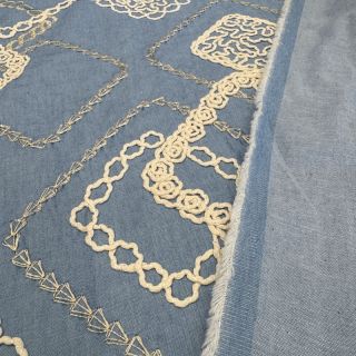 Bombažna tkanina JEANS EMBROIDERY Square light blue
