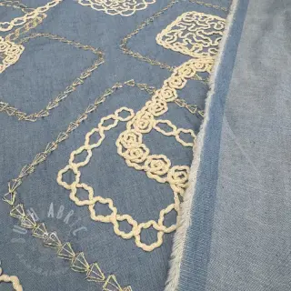 Bombažna tkanina JEANS EMBROIDERY Square light blue