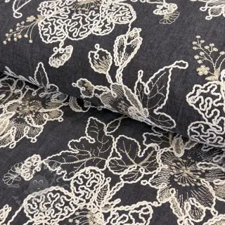 Bombažna tkanina JEANS EMBROIDERY Bouquet black