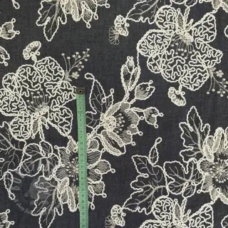 Bombažna tkanina JEANS EMBROIDERY Bouquet black