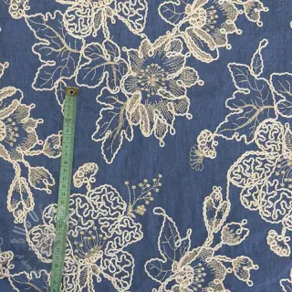 Bombažna tkanina JEANS EMBROIDERY Bouquet blue