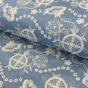 Bombažna tkanina JEANS Embroidery Buttercup