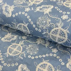 Bombažna tkanina JEANS Embroidery Buttercup