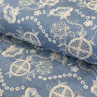 Bombažna tkanina JEANS Embroidery Buttercup