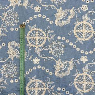 Bombažna tkanina JEANS Embroidery Buttercup