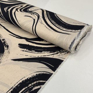 Viskóza s ľanom Swirls design B