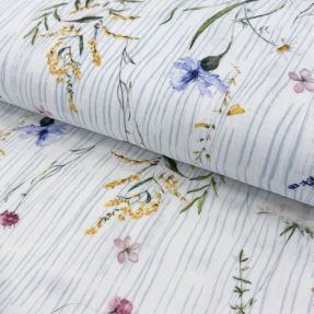 Dvojna gaza/muslin French flowers blue digital print