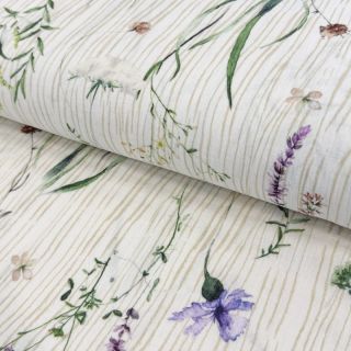 Dvojna gaza/muslin French flowers natural digital print