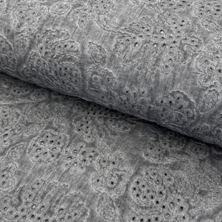 Bavlnená látka VOILE EMBROIDERY Vintage dark grey