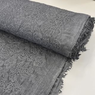 Bavlnená látka VOILE EMBROIDERY Vintage dark grey