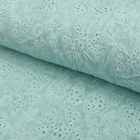 Bombažna tkanina VOILE EMBROIDERY Vintage aqua