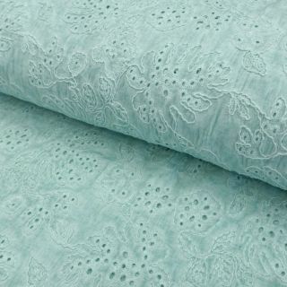 Bombažna tkanina VOILE EMBROIDERY Vintage aqua