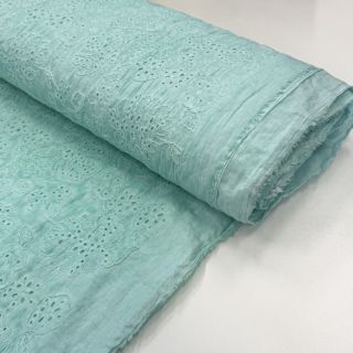 Bombažna tkanina VOILE EMBROIDERY Vintage aqua