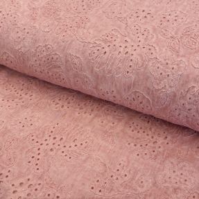 Bombažna tkanina VOILE EMBROIDERY Vintage rose