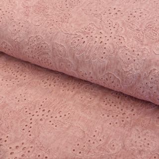 Bombažna tkanina VOILE EMBROIDERY Vintage rose