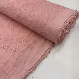 Bombažna tkanina VOILE EMBROIDERY Vintage rose