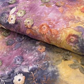 Bombažna tkanina TIE DYE EMBROIDERY Poppy design E