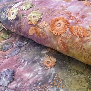 Bombažna tkanina TIE DYE EMBROIDERY Poppy design E