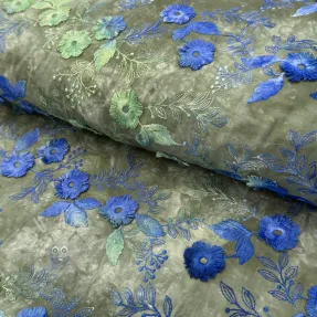 Bombažna tkanina TIE DYE EMBROIDERY Poppy design B