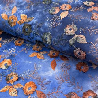 Bombažna tkanina TIE DYE EMBROIDERY Poppy design D