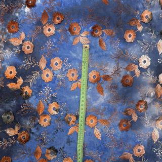 Bombažna tkanina TIE DYE EMBROIDERY Poppy design D