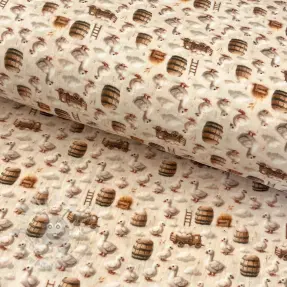 Dvojna gaza/muslin Little farm animals design C digital print