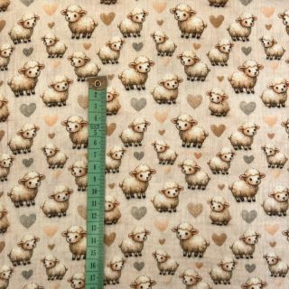 Dvojna gaza/muslin Little farm animals design A digital print