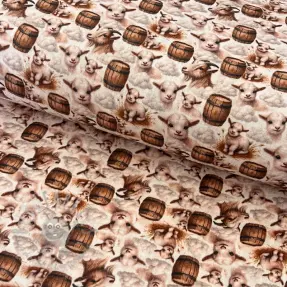 Dvojna gaza/muslin Little farm animals design D digital print