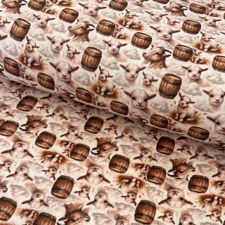 Dvojna gaza/muslin Little farm animals design D digital print
