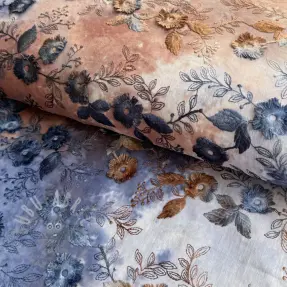 Bombažna tkanina TIE DYE EMBROIDERY Poppy design I