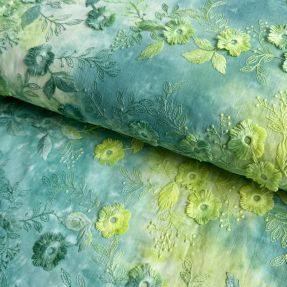 Bombažna tkanina TIE DYE EMBROIDERY Poppy design G