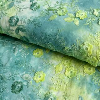 Bombažna tkanina TIE DYE EMBROIDERY Poppy design G