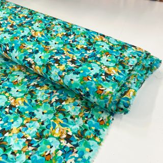 Viskoza RAYON POPLIN Oil painted flowers design B digital print