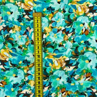 Viskoza RAYON POPLIN Oil painted flowers design B digital print