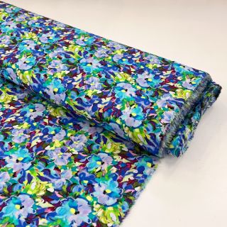 Viskóza RAYON POPLIN Oil painted flowers design C digital print