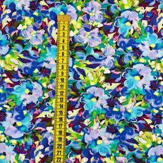 Viskóza RAYON POPLIN Oil painted flowers design C digital print